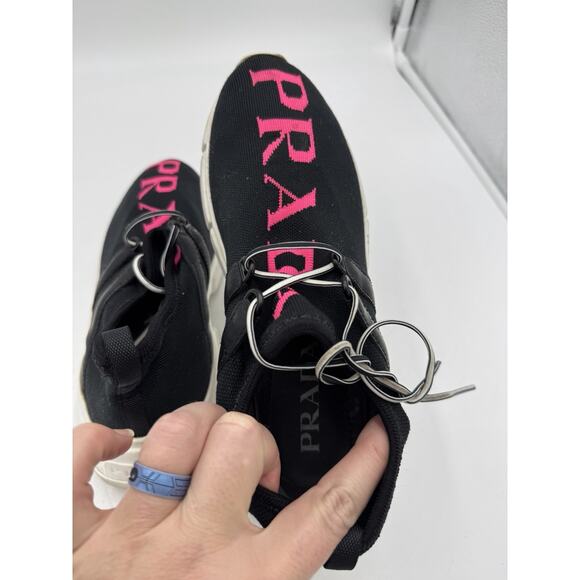 Size 4.5 - Prada Knit Fabric Sneakers Black - Picture 4 of 9
